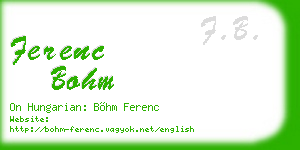 ferenc bohm business card