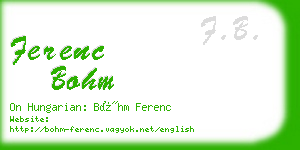 ferenc bohm business card